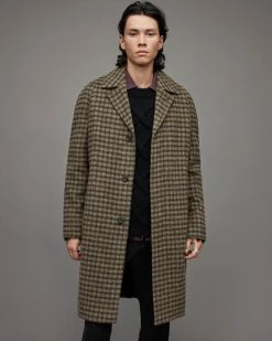 Best deal 🔔 Drumm Checked 🧥 Coat Brown 🧨