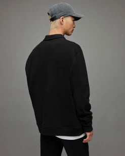 New ✔️ Jaxon Half Zip Polo Sweatshirt Washed Black ⭐ -Cheap Women's Dresses Store MF048X 162 6