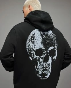 Best reviews of 😍 Mirror Skull Pullover Hoodie Washed Black 😀