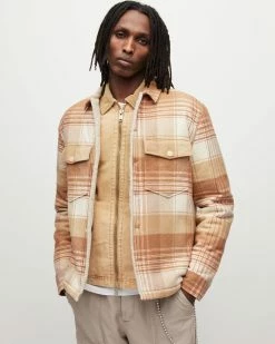 Coupon 🌟 Sacco Checked 👚 Shirt Jacket ECRU/CAMEL 🤩