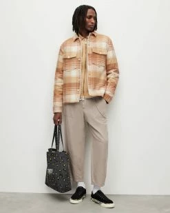 Coupon 🌟 Sacco Checked 👚 Shirt Jacket ECRU/CAMEL 🤩 -Cheap Women's Dresses Store MJ115Y 8292 3
