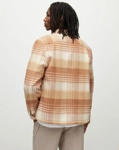 Coupon 🌟 Sacco Checked 👚 Shirt Jacket ECRU/CAMEL 🤩 -Cheap Women's Dresses Store MJ115Y 8292 6