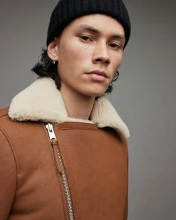 New 🔥 Xander Shearling Biker Jacket TAN/NATURAL 👏 -Cheap Women's Dresses Store ML082X 5980 5