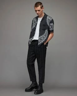 Best Sale 🥰 Harvey Slim Checked Trousers Charcoal 🔥 -Cheap Women's Dresses Store MM003X 33 4