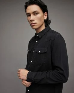 Outlet 🥰 Ludlow Denim 👚 Shirt Jet Black 🛒 -Cheap Women's Dresses Store MR017X 451 4