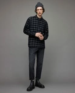 Brand new ⭐ Eastburn Corduroy Checked 👚 Shirt Black 🌟 -Cheap Women's Dresses Store MS008X 5 3