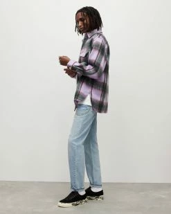 New 🌟 Zeiser Checked 👚 Shirt Cold Lilac 🤩 -Cheap Women's Dresses Store MS148X 8060 5