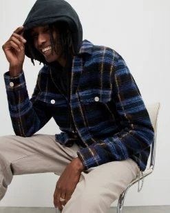 New 🔥 Voss Checked Overshirt Dark Ink 😀 -Cheap Women's Dresses Store MS150X 2310 5