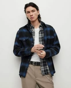 Hot Sale 🛒 Rotation Checked Overshirt Dark Ink 🛒 -Cheap Women's Dresses Store MS152X 2310 5