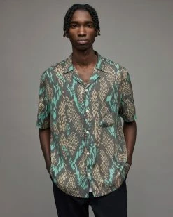 Coupon ❤️ Krait Snake Print 👕 Shirt Brown 🛒 -Cheap Women's Dresses Store MS174X 6 5