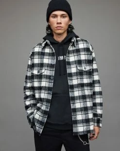 Best Pirce 🎉 Asbury Checked Overshirt Black/Ecru 🧨 -Cheap Women's Dresses Store MS214X 604 4