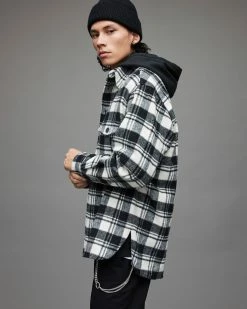 Best Pirce 🎉 Asbury Checked Overshirt Black/Ecru 🧨 -Cheap Women's Dresses Store MS214X 604 5