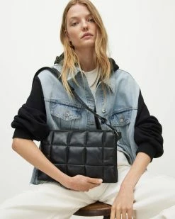 Flash Sale 🔔 Sheringham Leather Quilted Shoulder Bag Black 😀