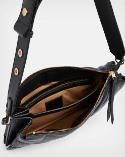 Flash Sale 🔔 Sheringham Leather Quilted Shoulder Bag Black 😀 -Cheap Women's Dresses Store WB009Y 5 3