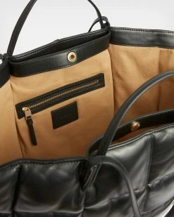 Top 10 🔔 Nadaline Leather Quilted Tote Bag Black ✨ -Cheap Women's Dresses Store WB012X 5 3