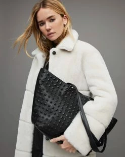 Best deal 👏 Hannah Studded East West Leather Tote Bag Black 🎁