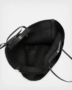 Cheap 👏 Hannah Shearling Tote Bag Black 🧨 -Cheap Women's Dresses Store WB574X 5 3