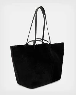 Cheap 👏 Hannah Shearling Tote Bag Black 🧨 -Cheap Women's Dresses Store WB574X 5 4