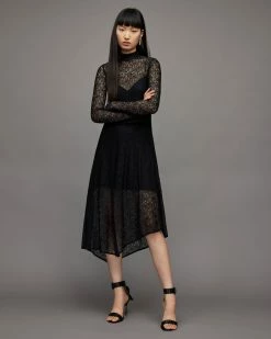 Buy 😀 Hanna Lace Midi 👗 Dress Black 🧨 -Cheap Women's Dresses Store WD038Y 5 3