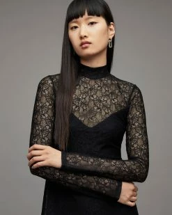 Buy 😀 Hanna Lace Midi 👗 Dress Black 🧨 -Cheap Women's Dresses Store WD038Y 5 5