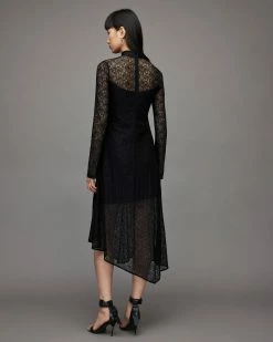 Buy 😀 Hanna Lace Midi 👗 Dress Black 🧨 -Cheap Women's Dresses Store WD038Y 5 6