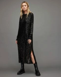 Best Pirce ❤️ Juela Crew Sequin Midi 👗 Dress Black ⭐ -Cheap Women's Dresses Store WD281X 5 3