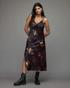 New ⌛ Melody Silk Blend Nancy Midi 👗 Dress Black 👏 -Cheap Women's Dresses Store WD291X 5 3