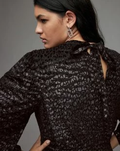 Promo 🔥 Jemima Leopard Mini 👗 Dress Black 👏 -Cheap Women's Dresses Store WD294X 5 5