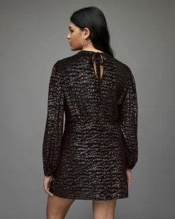 Promo 🔥 Jemima Leopard Mini 👗 Dress Black 👏 -Cheap Women's Dresses Store WD294X 5 6