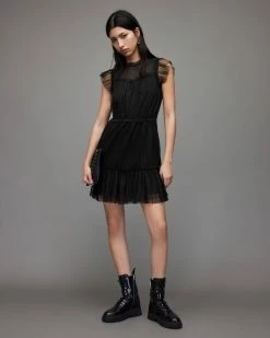 Budget 🌟 Perri Tulle Mini 👗 Dress Metallic Black 🔥 -Cheap Women's Dresses Store WD340V 7133 4