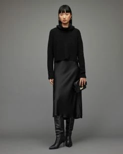 Top 10 😉 Tierny Roll Neck 2-In-1 👗 Dress Black ✔️ -Cheap Women's Dresses Store WD381V 5 3