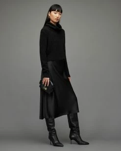 Top 10 😉 Tierny Roll Neck 2-In-1 👗 Dress Black ✔️ -Cheap Women's Dresses Store WD381V 5 4