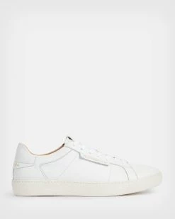 Cheap 👏 Sheer Leather Low Top Trainers White ✨