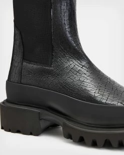 Top 10 🧨 Harlee Leather Crocodile 🥾 Boots Black 😉 -Cheap Women's Dresses Store WF568X 5 5