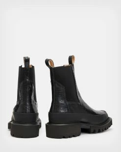 Top 10 🧨 Harlee Leather Crocodile 🥾 Boots Black 😉 -Cheap Women's Dresses Store WF568X 5 6