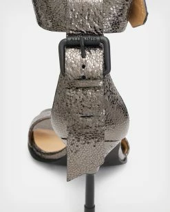 Best deal 😉 Noir Leather Shimmer 🩴 Sandals Gunmetal Grey 😍 -Cheap Women's Dresses Store WF608X 4090 5