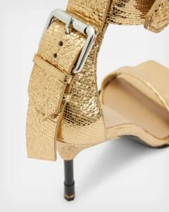 Top 10 🔥 Noir Leather Shimmer 🩴 Sandals Metallic Gold ✨ -Cheap Women's Dresses Store WF696X 7081 6