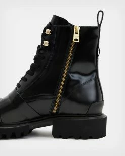 Discount 🎉 Tori Leather 🥾 Boots BLACK/WARM BRASS 😀 -Cheap Women's Dresses Store WF720X 6405 6