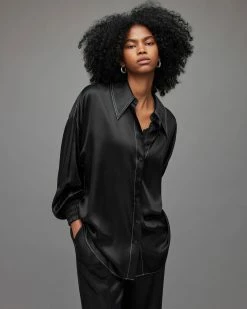 Best deal 😀 Charli Silk Blend 👕 Shirt Black ⭐