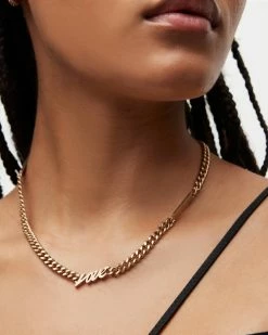 Deals 🛒 Love Script Chunky Gold-Tone Necklace Warm Brass 😉