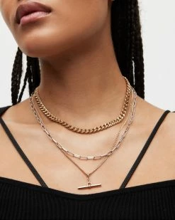 Discount 💯 Hadlie Multiple Chain Necklace WARM BRASS/SILVER 🎁