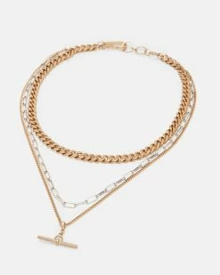 Discount 💯 Hadlie Multiple Chain Necklace WARM BRASS/SILVER 🎁 -Cheap Women's Dresses Store WJ521Y 6855 4