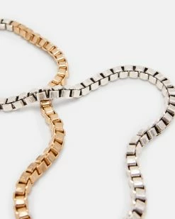 Best Sale 🎉 Box Chain Two Tone Necklace WARM BRASS/SILVER 🎉 -Cheap Women's Dresses Store WJ523Y 6855 5