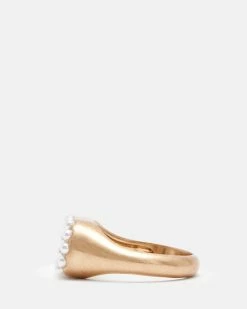 Brand new ⌛ Vida Gold-Tone Pearl Ring Warm Brass 😍 -Cheap Women's Dresses Store WJ556Y 6395 4