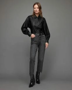 Budget 🥰 Bella Faux 👚 Shirt Black ✨ -Cheap Women's Dresses Store WL018X 5 4