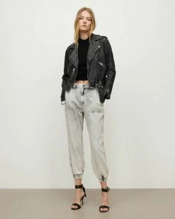 Outlet 💯 Balfern Leather Studded Biker Jacket Black 🎁 -Cheap Women's Dresses Store WL065X 5 5