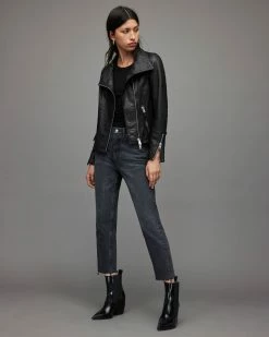 Budget ✔️ Ellis Leather Biker Jacket Black 🔔 -Cheap Women's Dresses Store WL090S 5 4