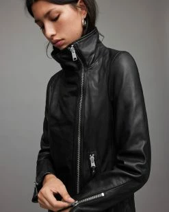 Budget ✔️ Ellis Leather Biker Jacket Black 🔔 -Cheap Women's Dresses Store WL090S 5 6
