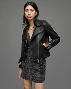 Deals ✔️ Balfern Leather Biker Jacket Black 🎉