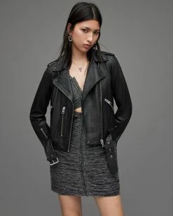 Deals ✔️ Balfern Leather Biker Jacket Black 🎉 -Cheap Women's Dresses Store WL115E 5 6